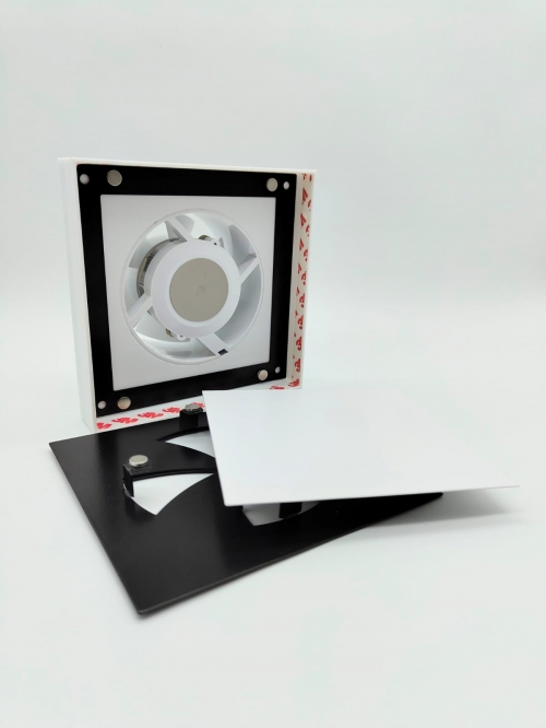 Теневой магнитный диффузор с вентилятором квадрат для натяжных потолков 150x150/100 мм